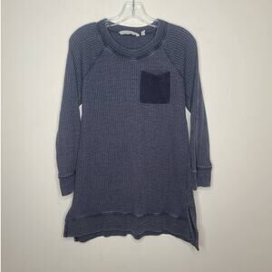 Soft Surroundings blue waffle knit long sleeve tunic shirt - XS